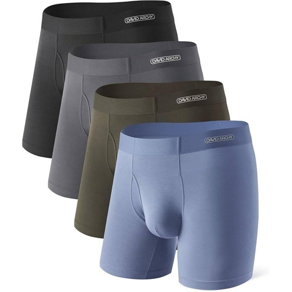 Set of 4 MSRP $39 DAVID ARCHY Men's L Modal Boxer Briefs Second Skin Soft & Brea